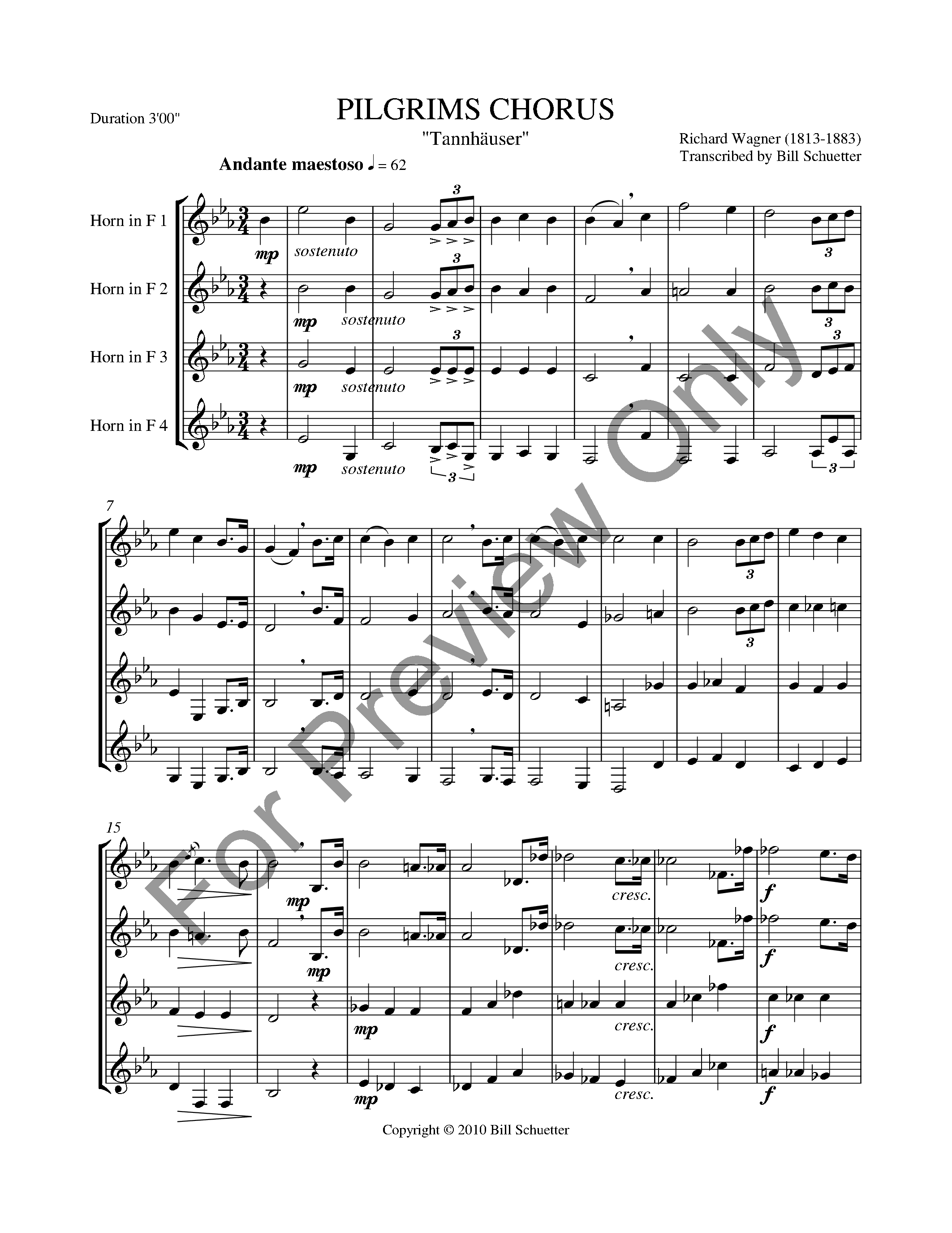 Pilgrims Chorus from Tannhauser Horn Quartet