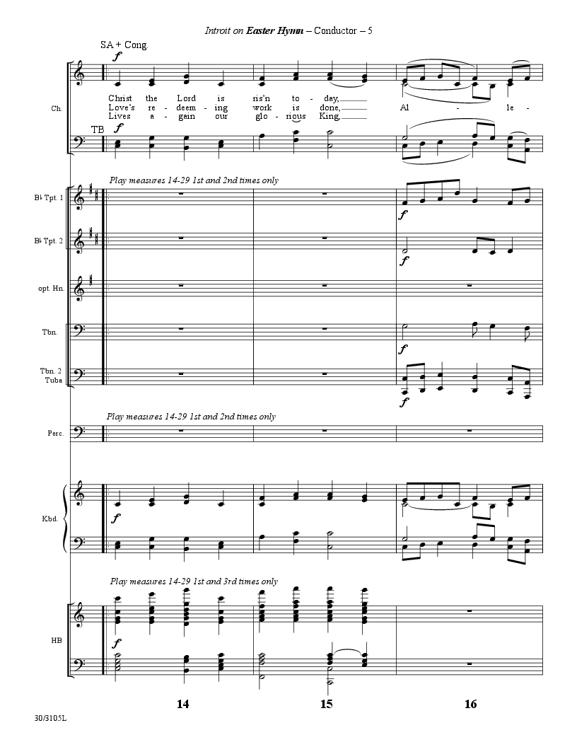 Introit on Easter Hymn Inst Parts Brass Quintet