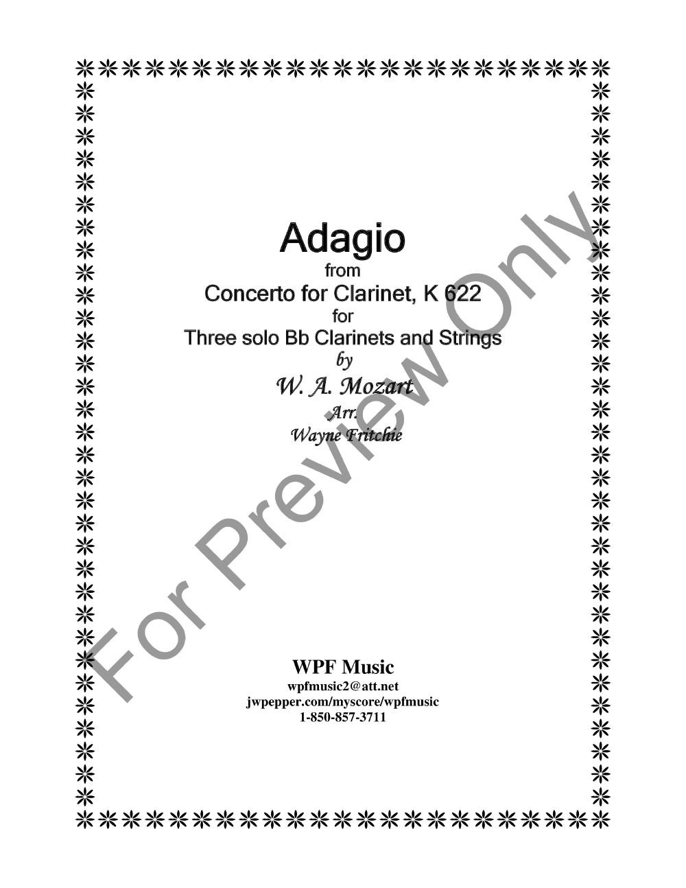 Adagio for Three Bb Clarinets and Strings K 622 P.O.D.