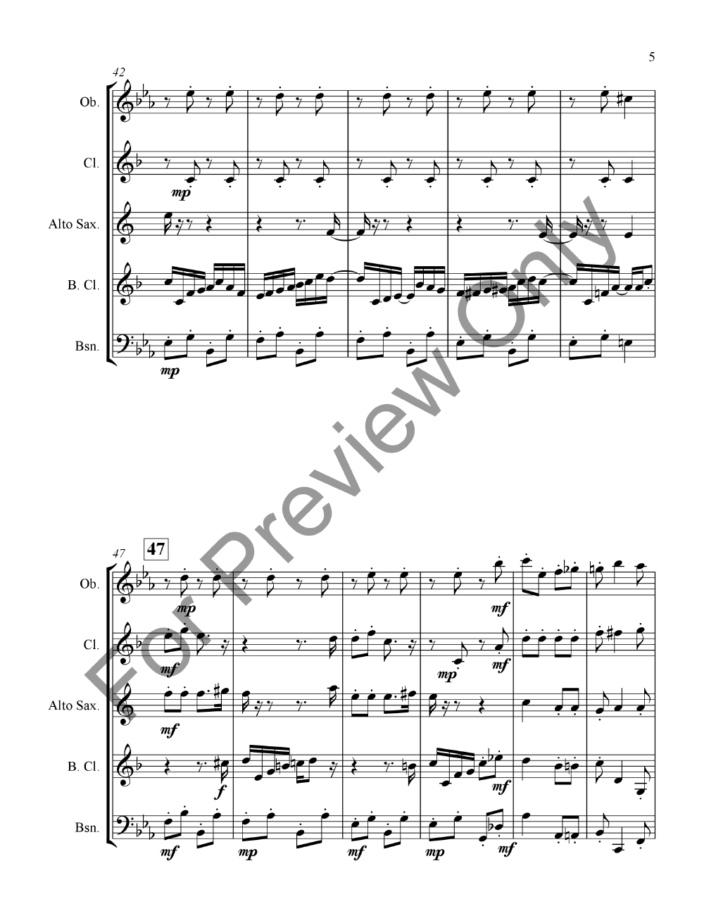 The Ragtime Dance for Reed Quintet Oboe/Clarinet/Alto Sax/Bassoon/BassClarinet P.O.D.