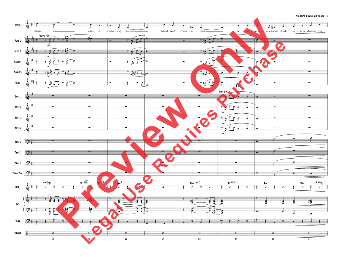 The Days of Wine and Roses Vocal Solo with Jazz Ensemble Score