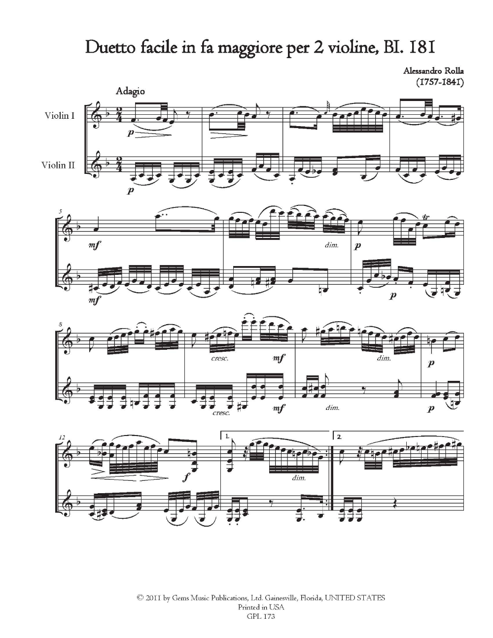 131 Violin Duets BI. 111-241 #18 (BI. 181-184)