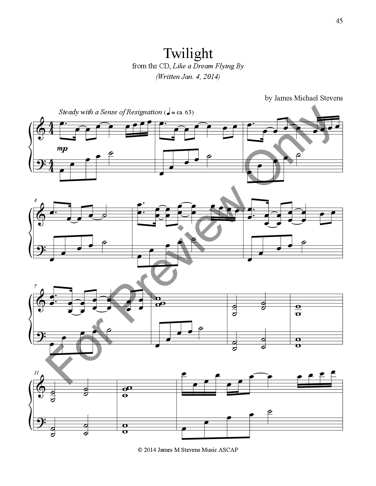 Like a Dream Flying By (Piano Book) P.O.D.