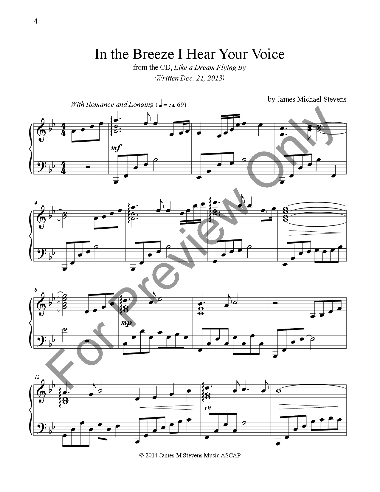 Like a Dream Flying By (Piano Book) P.O.D.