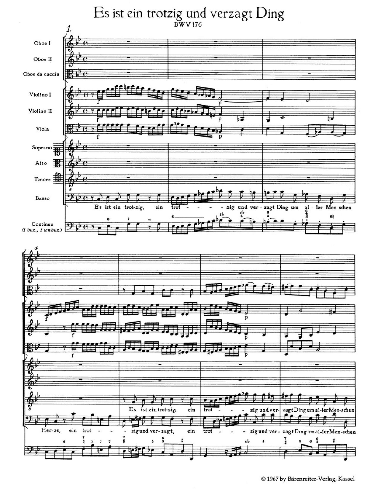 Es ist ein trotzig und verzagt Ding, BWV 176 Study Score