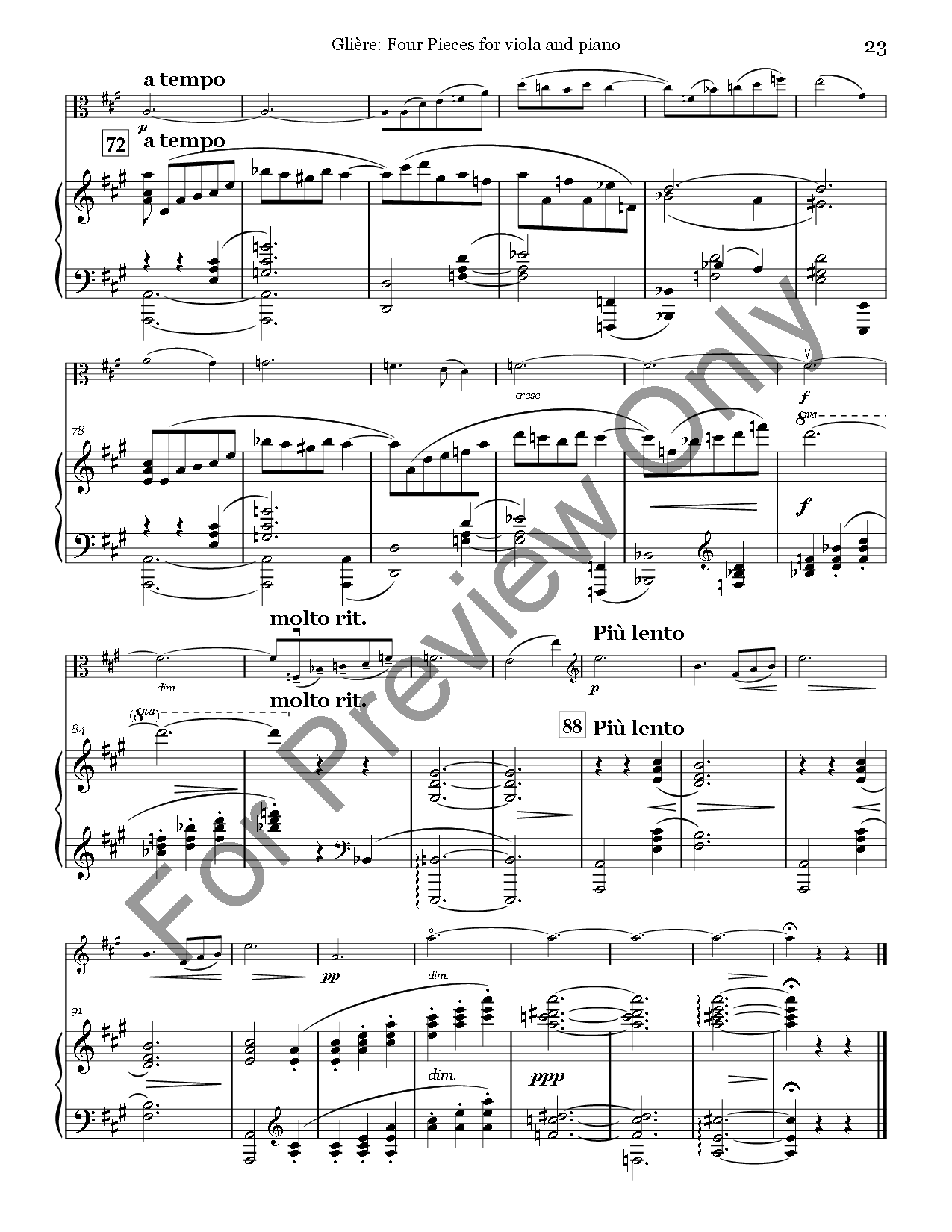 Four Pieces for Viola and Piano P.O.D.