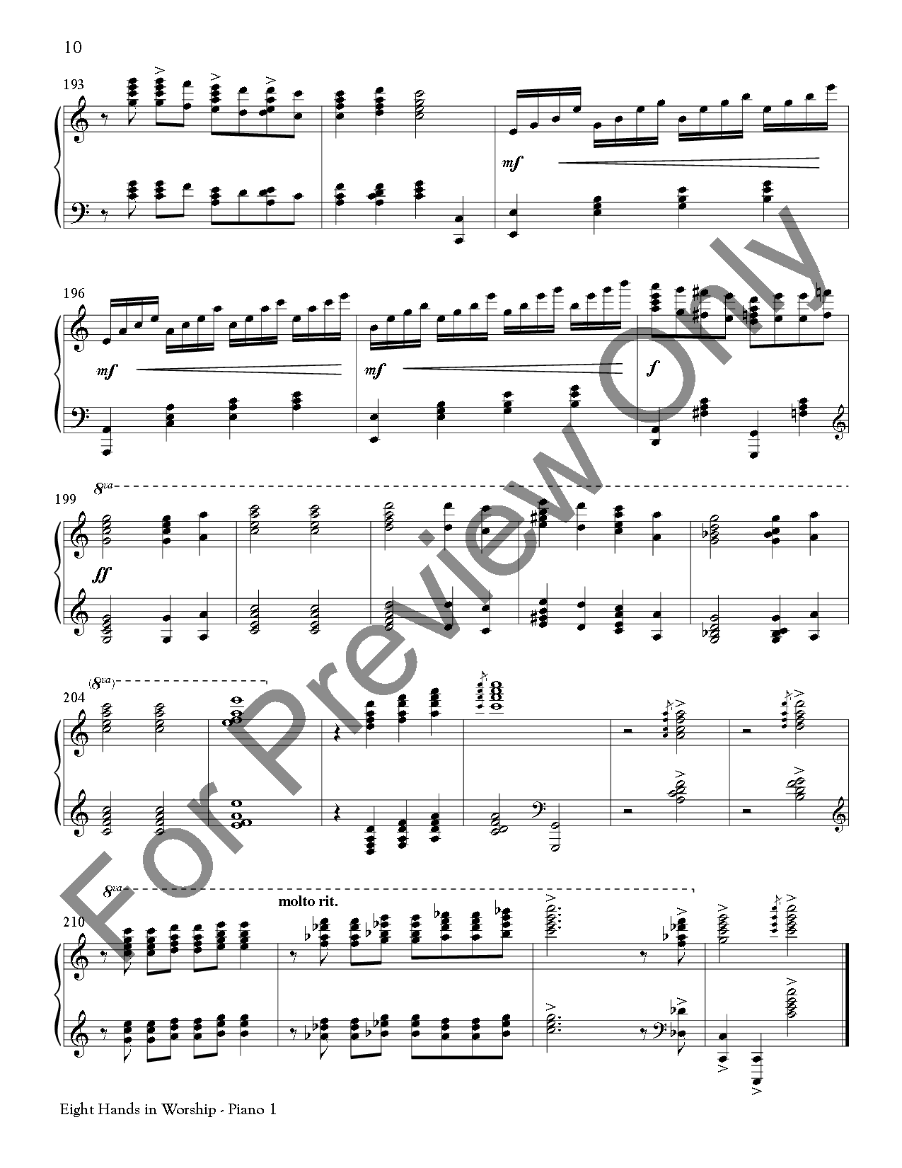 Eight Hands In Worship Piano Quartet