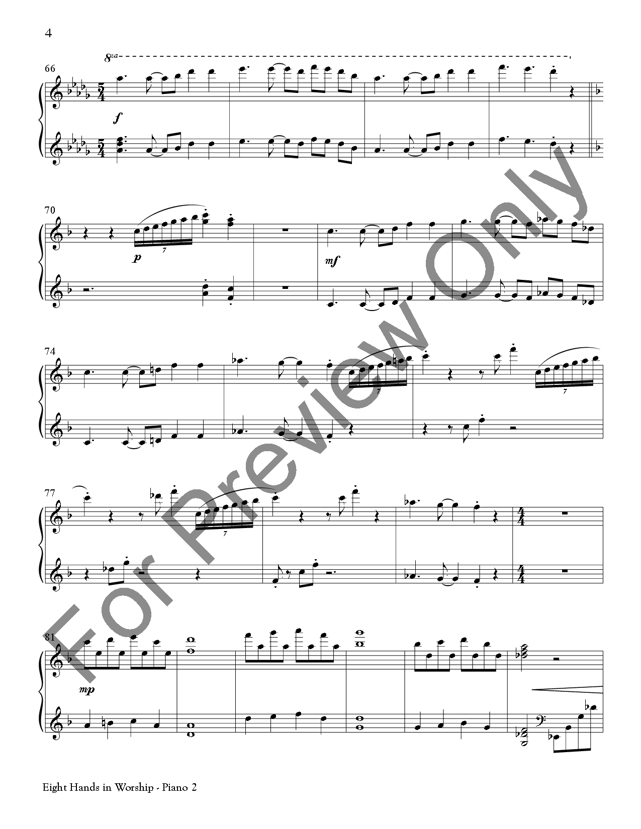 Eight Hands In Worship Piano Quartet