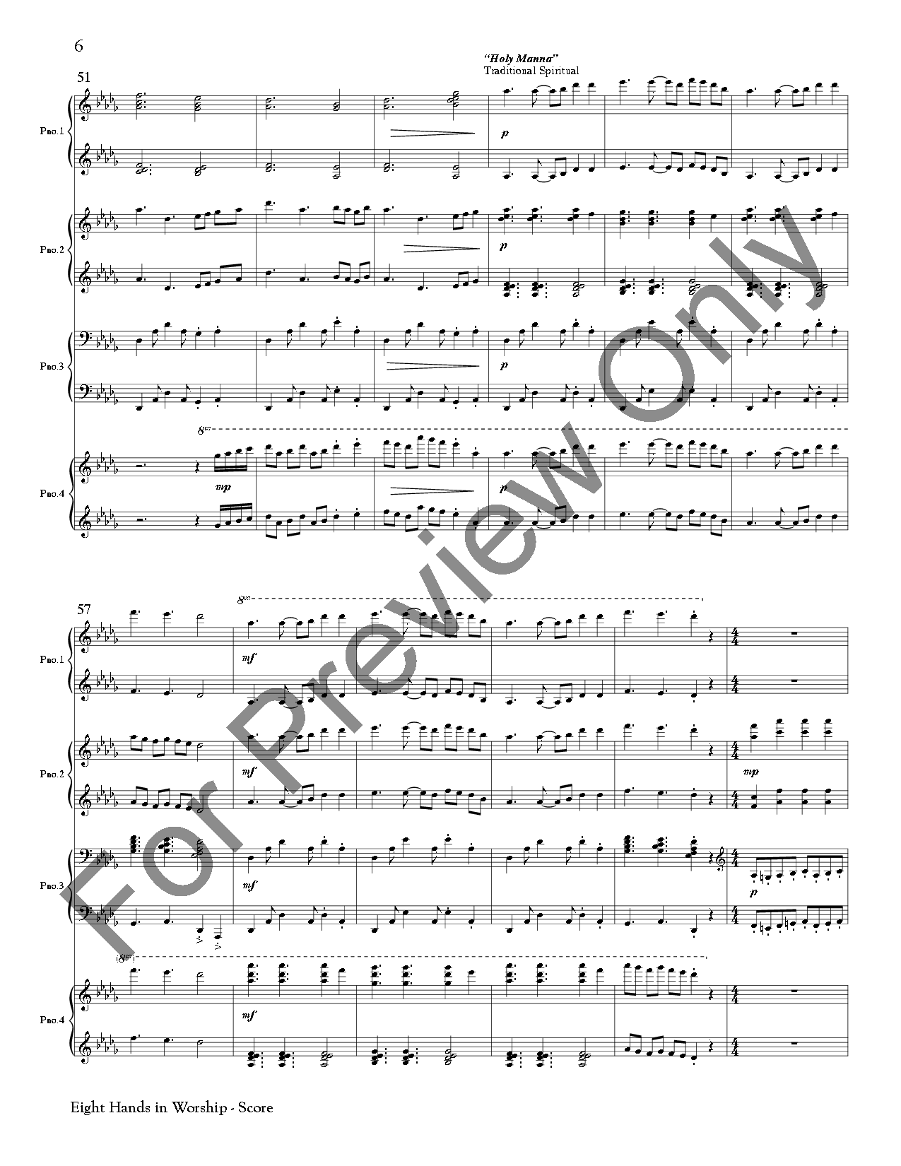 Eight Hands In Worship Piano Quartet