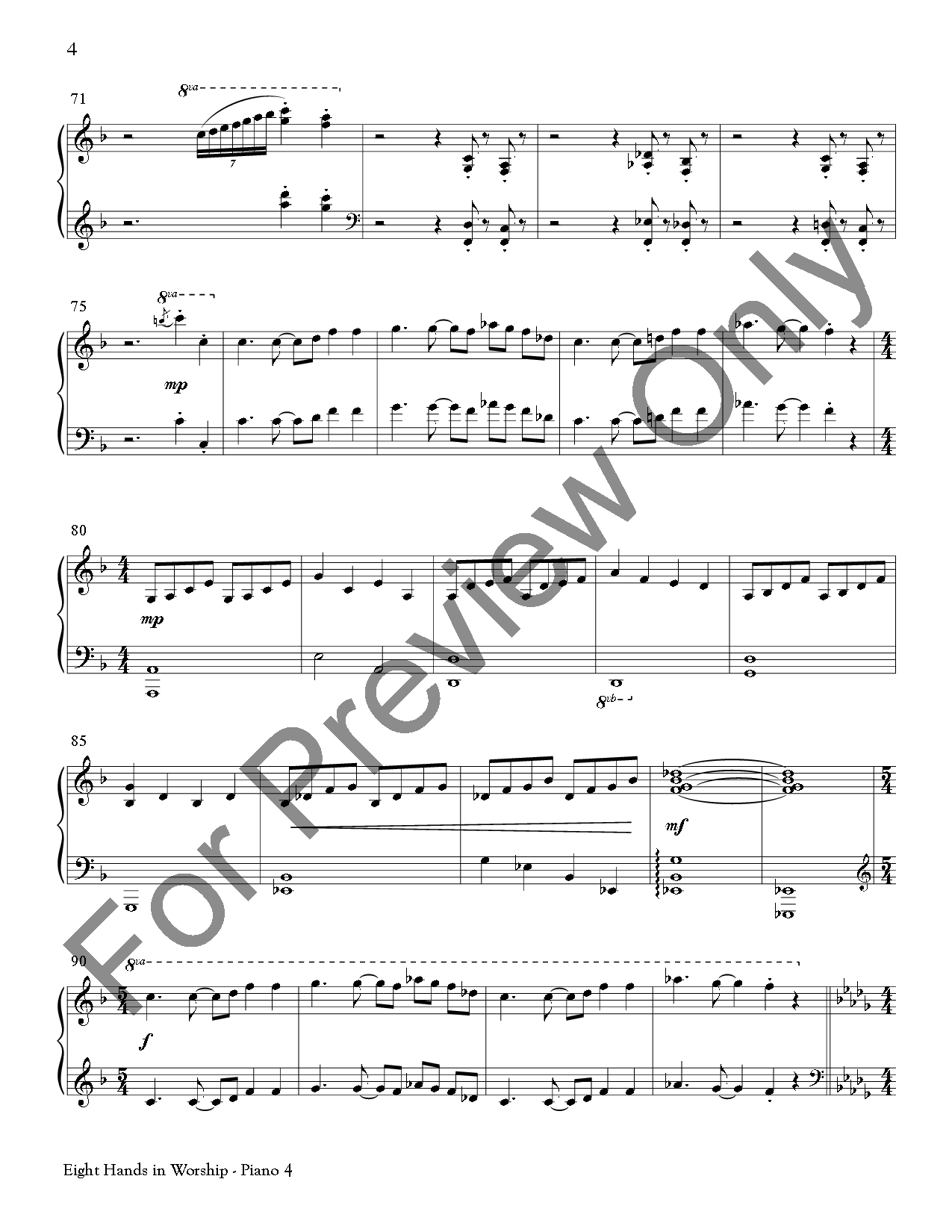 Eight Hands In Worship Piano Quartet