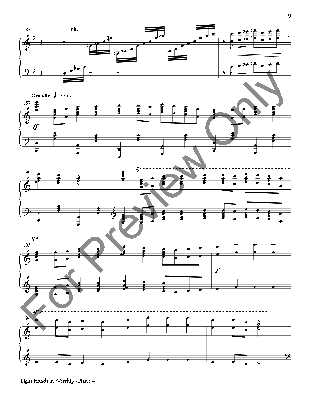 Eight Hands In Worship Piano Quartet