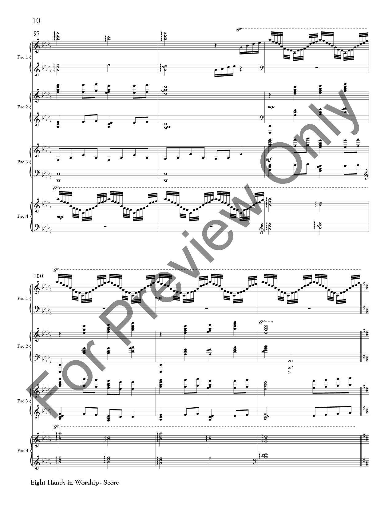 Eight Hands In Worship Piano Quartet