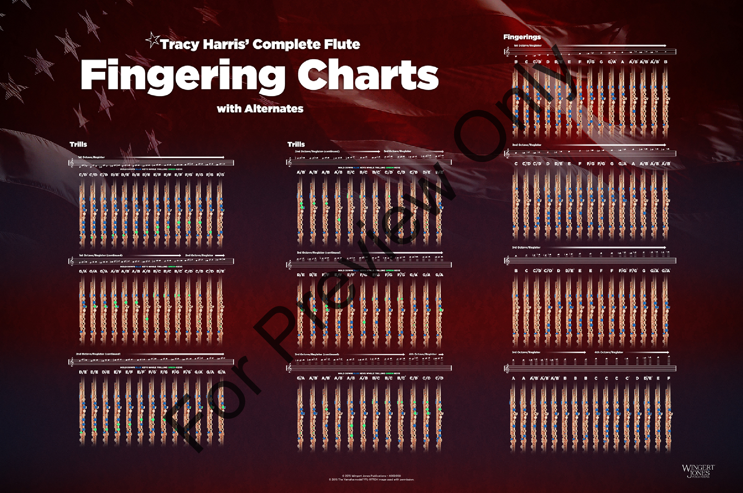 Tracy Harris Flute Fingering and Trill Chart 24 x 36