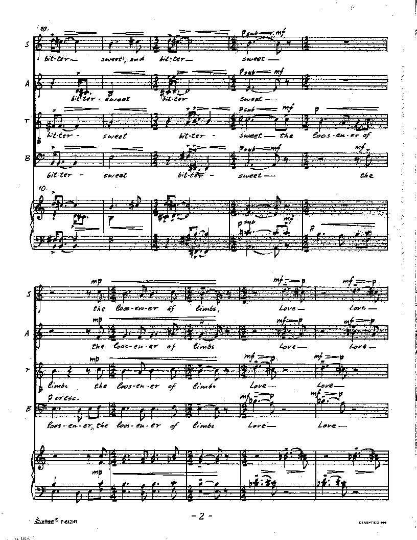 Seven Lyrics from Sappho Choral Score P.O.D.