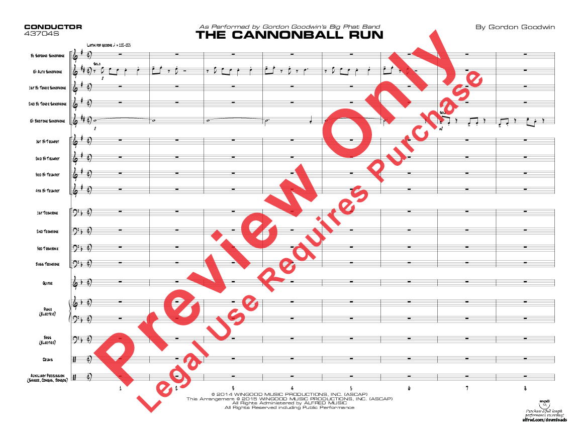 The Cannonball Run Jazz Ensemble Score