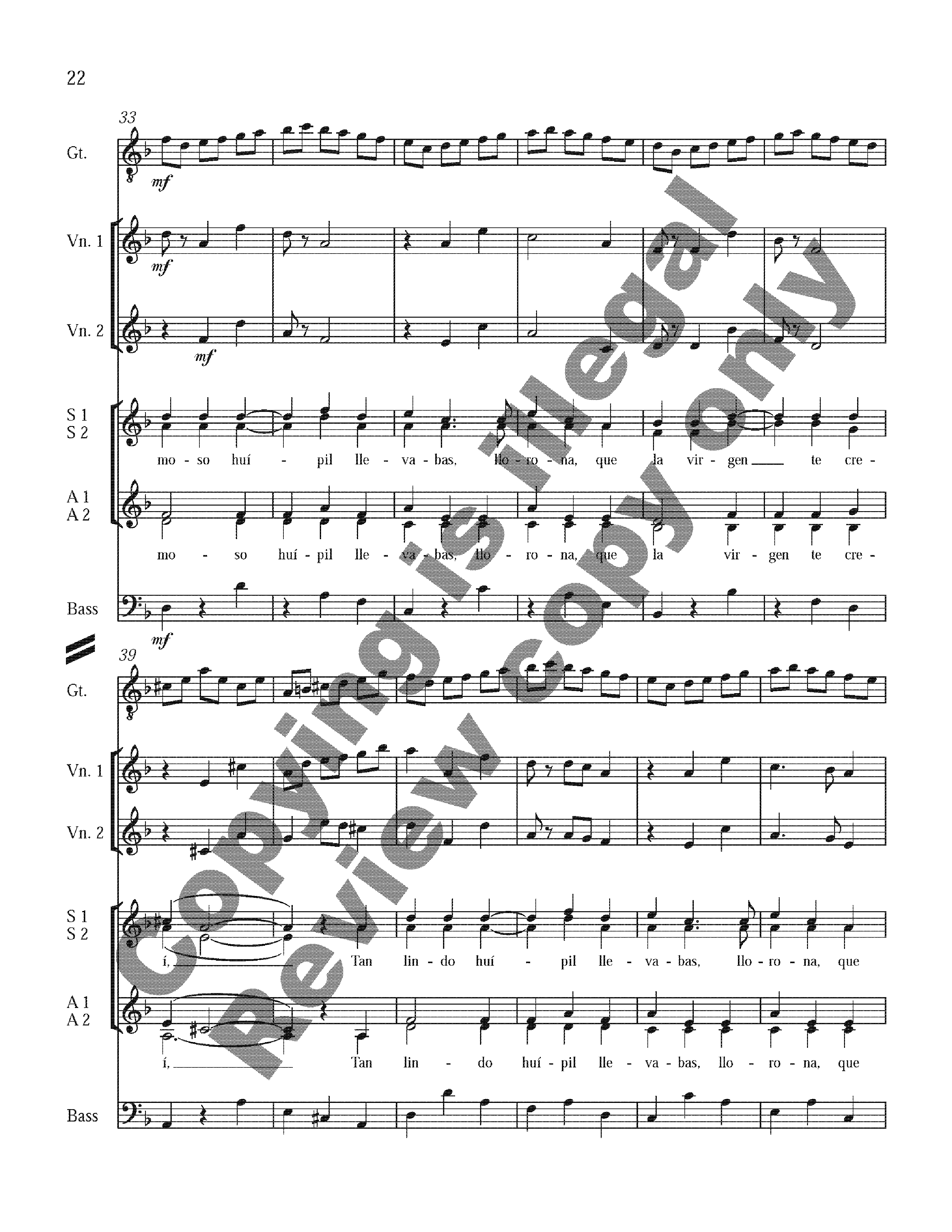 Three Mexican Folk Songs Full Score for SSAA Version