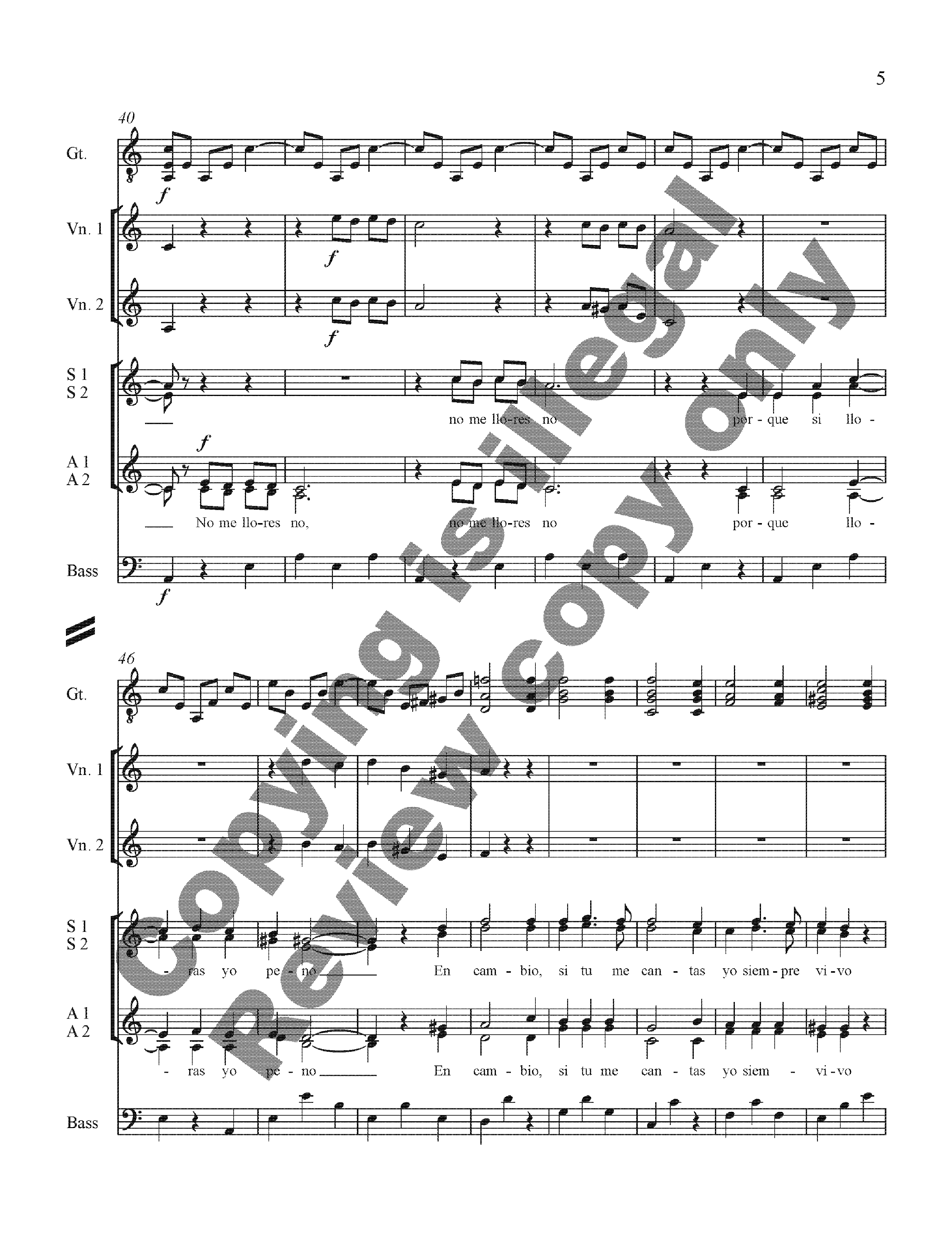 Three Mexican Folk Songs Full Score for SSAA Version