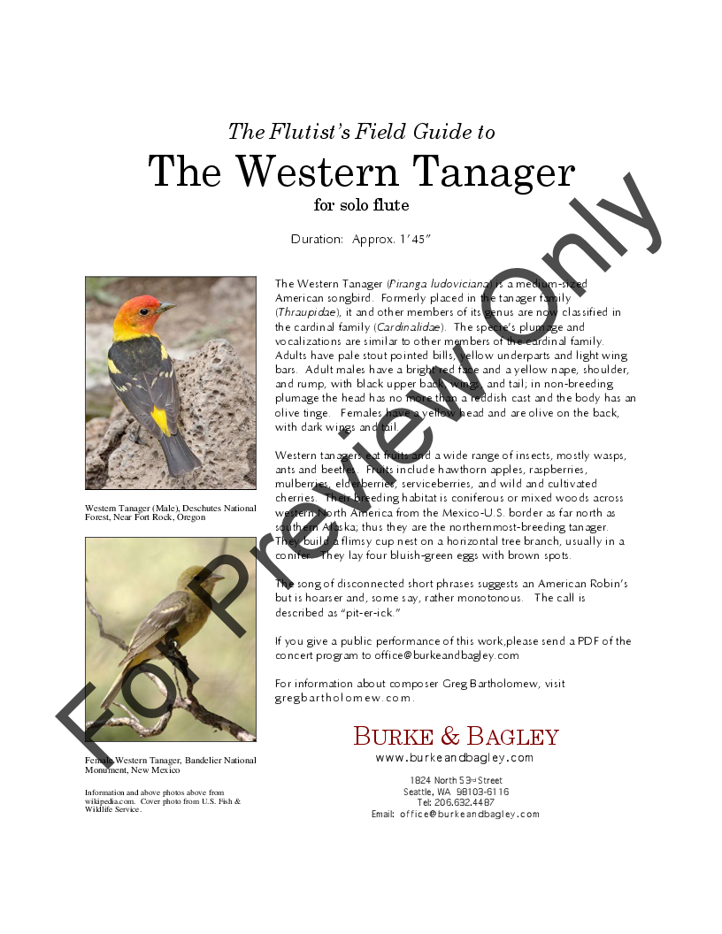 The Flutist's Field Guide to the Western Tanager P.O.D.