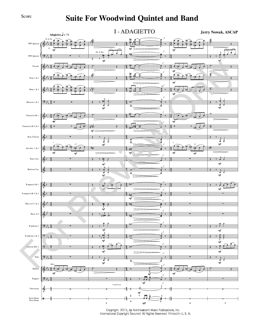 Suite for Woodwind Quintet and Band Score