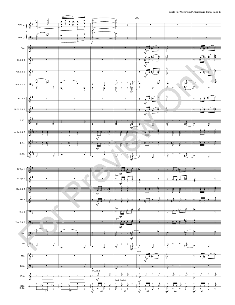 Suite for Woodwind Quintet and Band Score