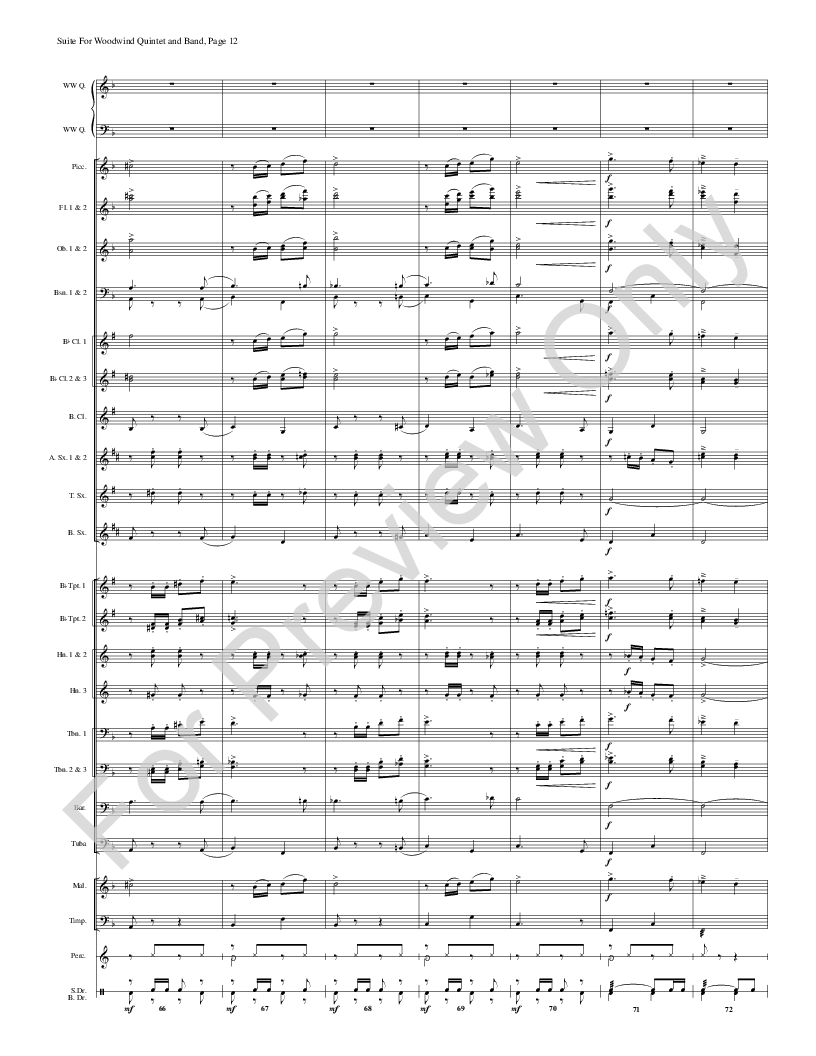 Suite for Woodwind Quintet and Band Score