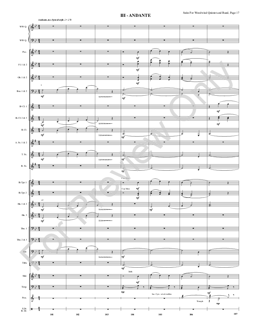 Suite for Woodwind Quintet and Band Score