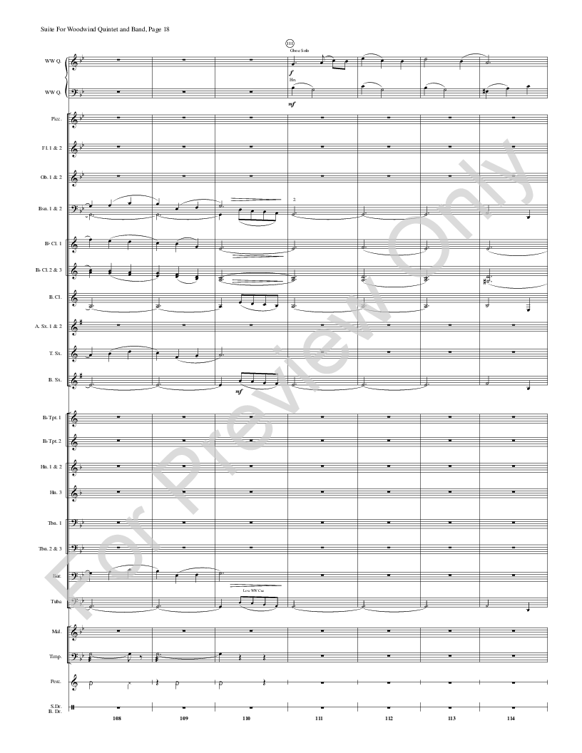 Suite for Woodwind Quintet and Band Score