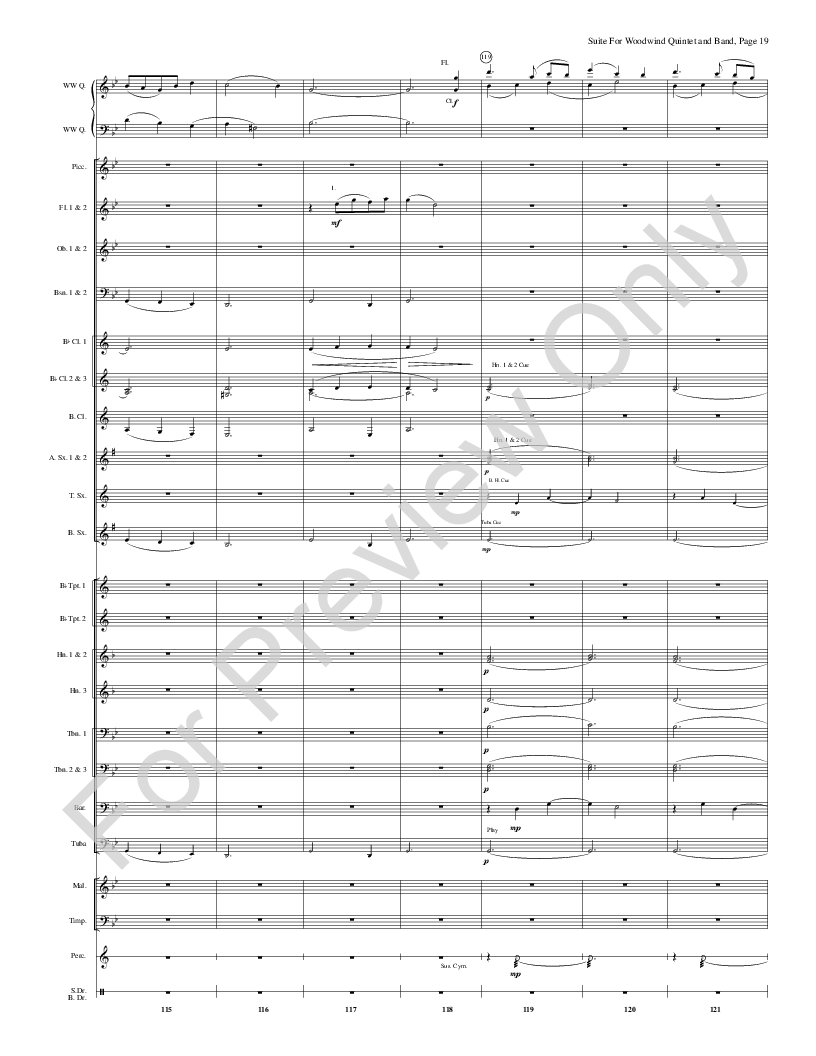 Suite for Woodwind Quintet and Band Score