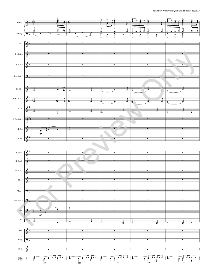 Suite for Woodwind Quintet and Band Score