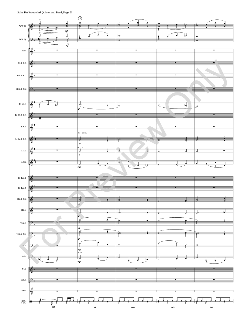 Suite for Woodwind Quintet and Band Score