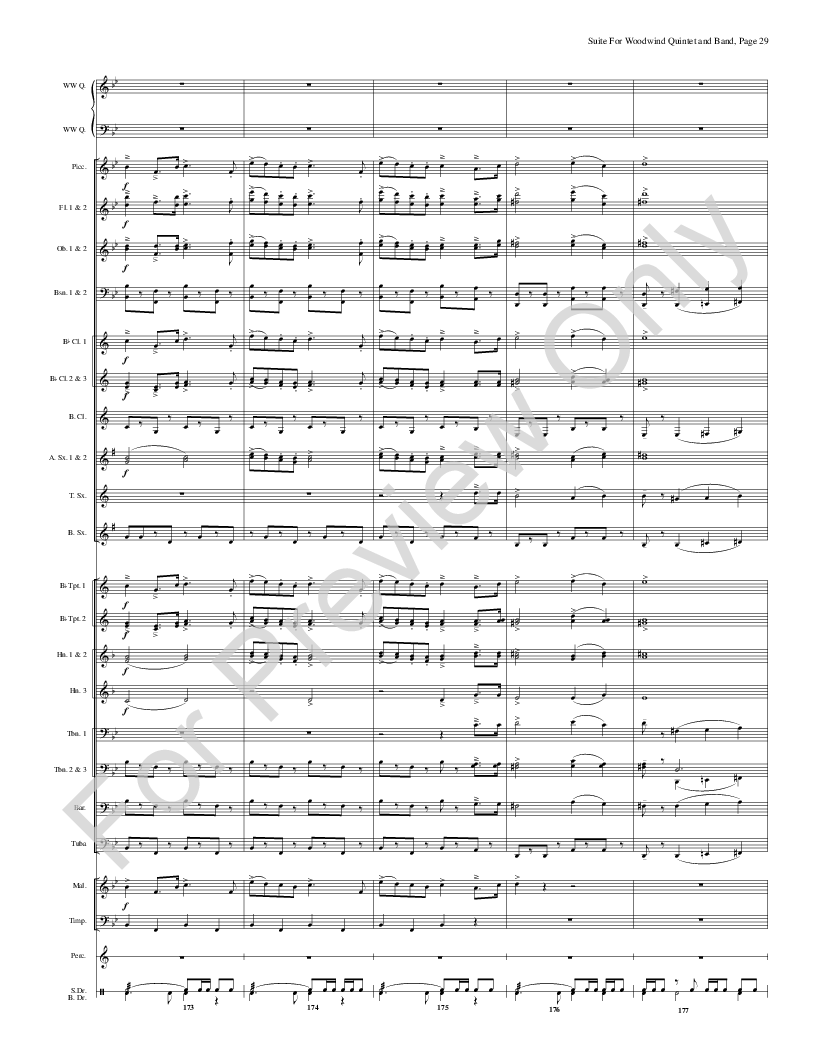 Suite for Woodwind Quintet and Band Score