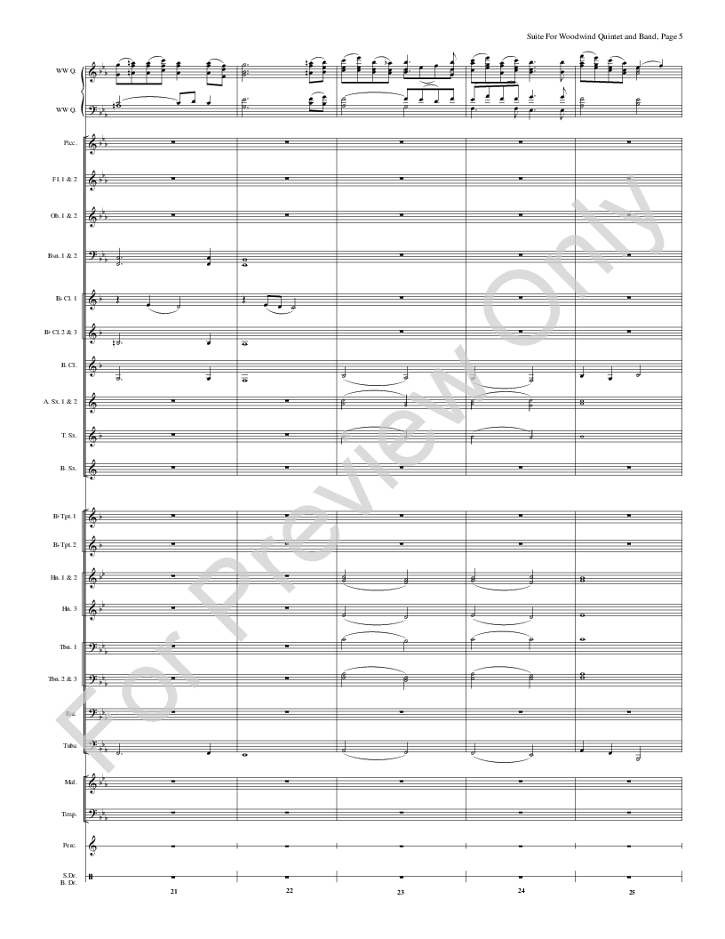 Suite for Woodwind Quintet and Band Score