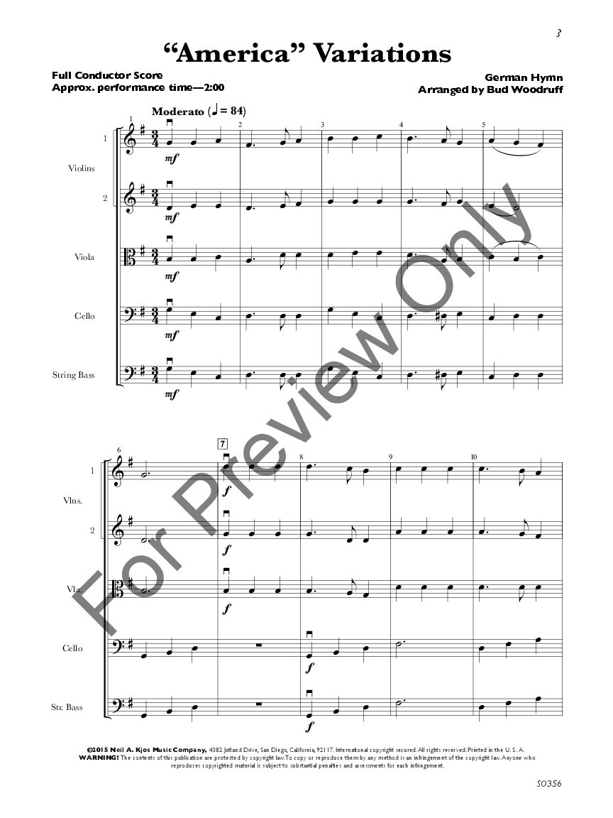 America Variations Score