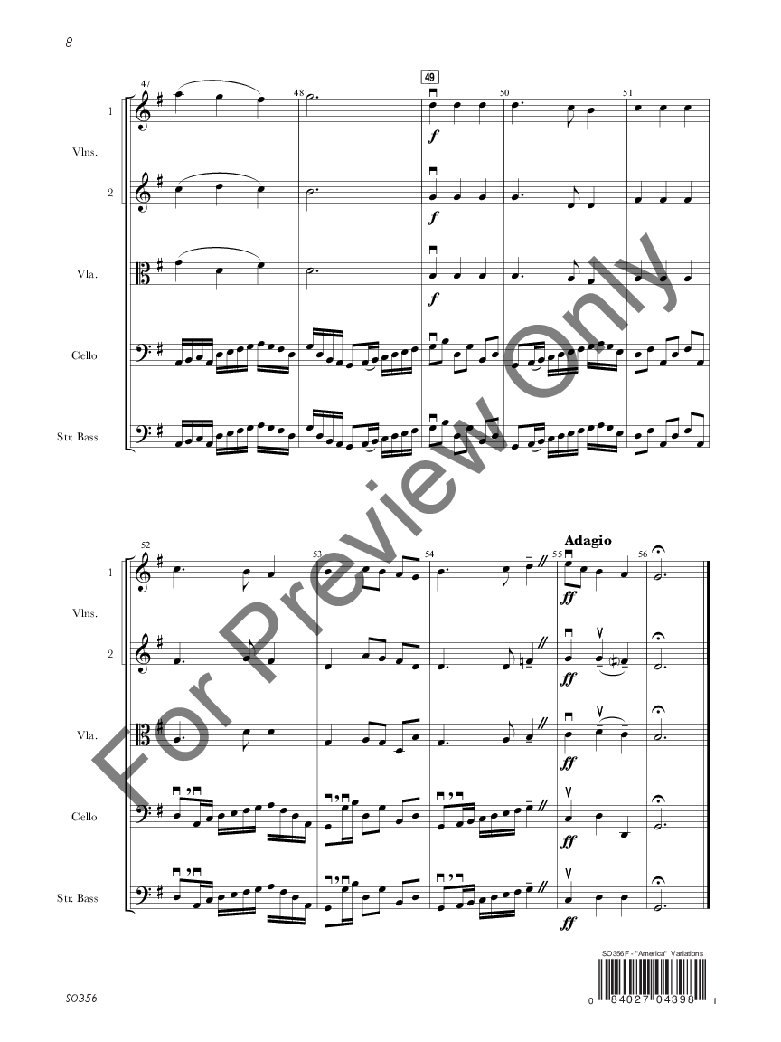 America Variations Score