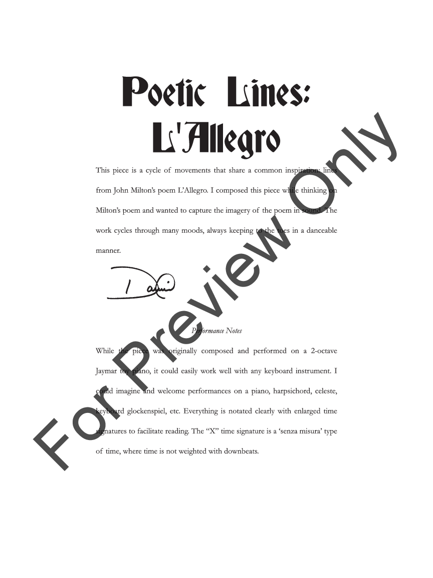 Poetic Lines: L'Allegro P.O.D.