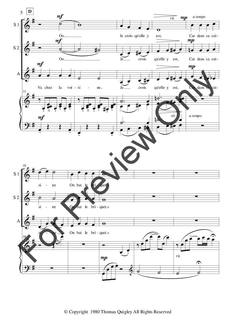 Au Clair De La Lune Ssa By Traditional Fr J W Pepper Sheet Music