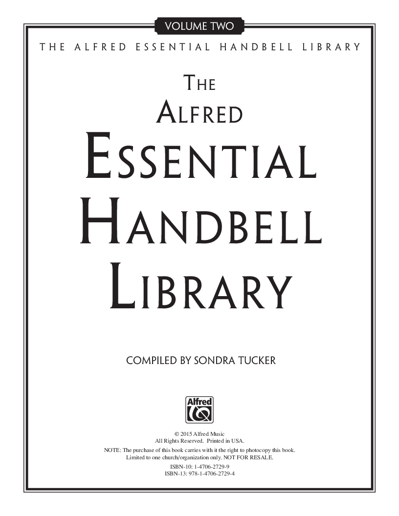 The Alfred Essential Handbell Library #2 2-3 Octaves Reproducible