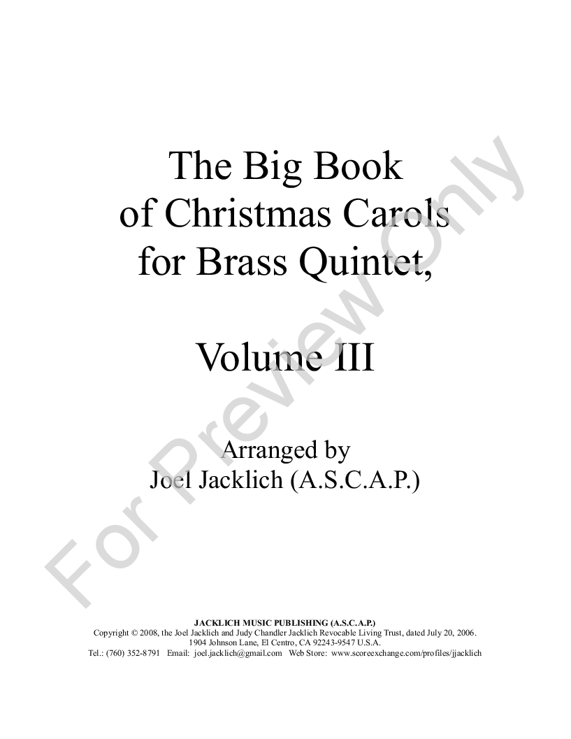 The Big Book of Christmas Carols for Brass Quintet, Vol. 3 P.O.D.