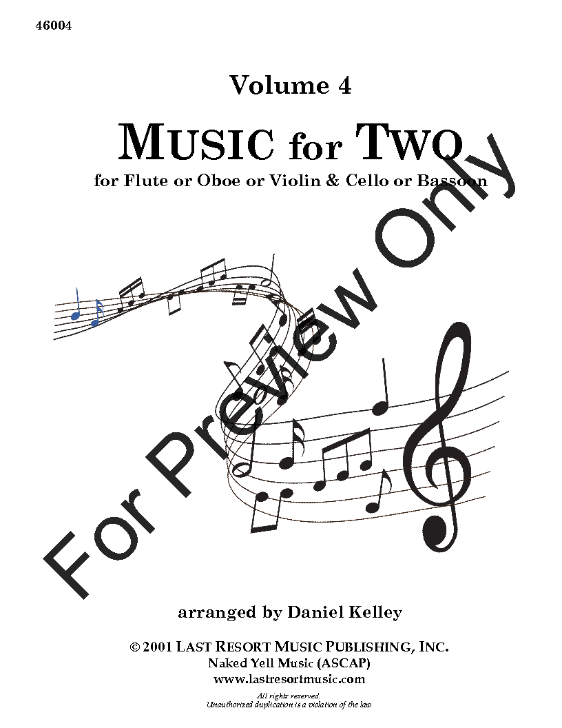 Music for Two #4 Waltzes, Fiddle Tunes & Traditional Pop Favorites Flute/Oboe/Violin and Cello/Basso
