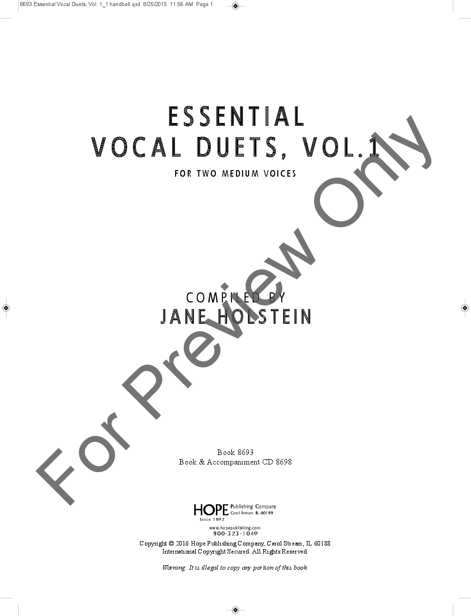 Essential Vocal Duets #1 Vocal Duet Collection P.O.D.