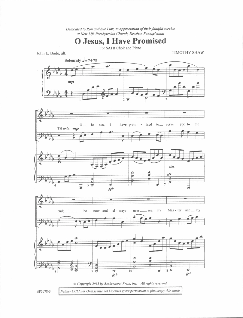 O Jesus I Have Promised Master - Misc Praise Songs Sheet music for