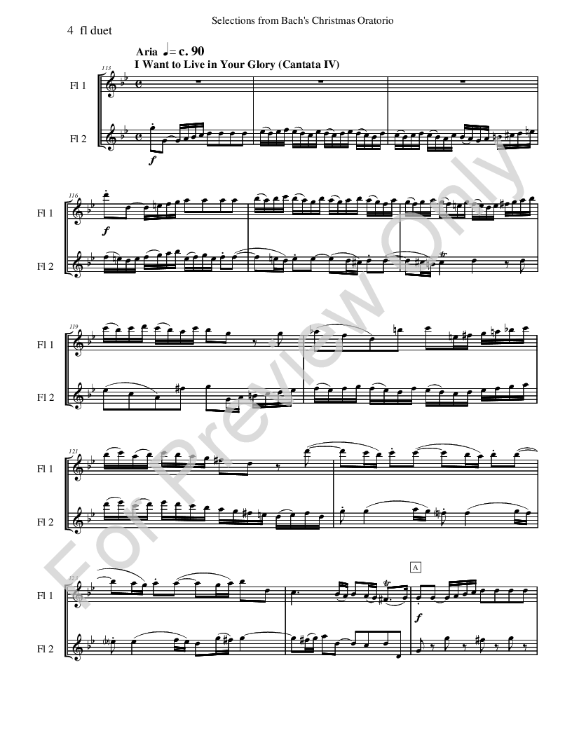 Bach's Christmas Oratorio Selections - flute duet P.O.D.