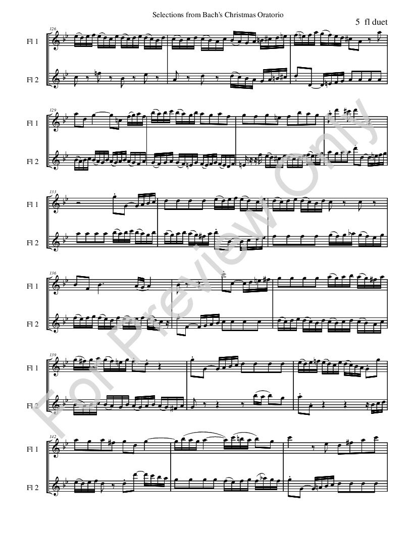 Bach's Christmas Oratorio Selections - flute duet P.O.D.