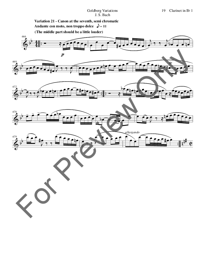 Goldberg Variations for Clarinet Trio P.O.D.