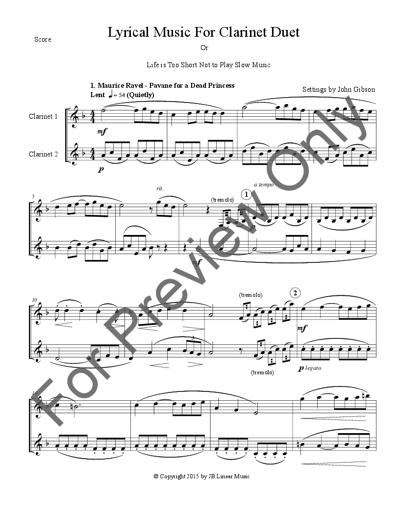 Lyrical Music for Clarinet Duet P.O.D.