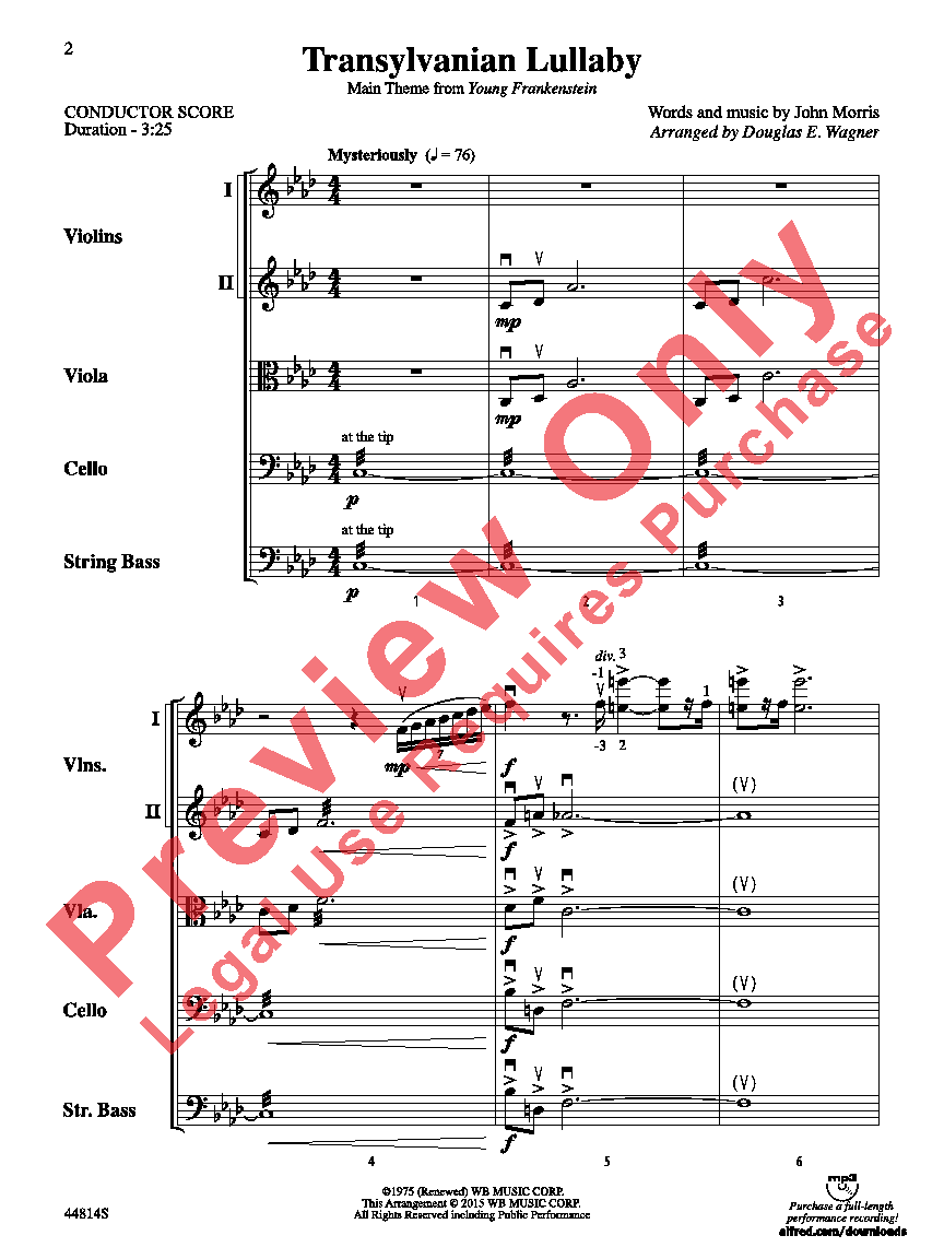 The Transylvanian Lullaby Score