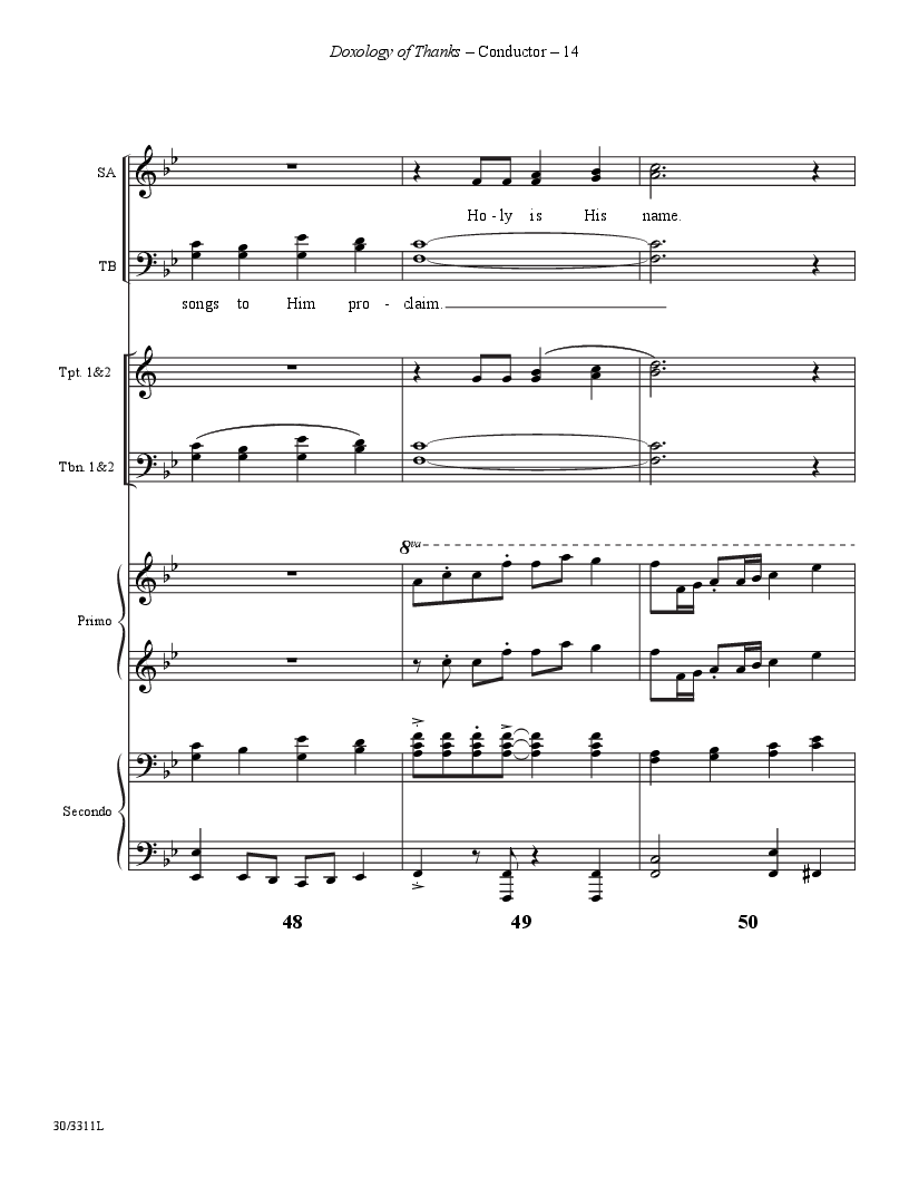 Doxology of Thanks Inst Parts Brass