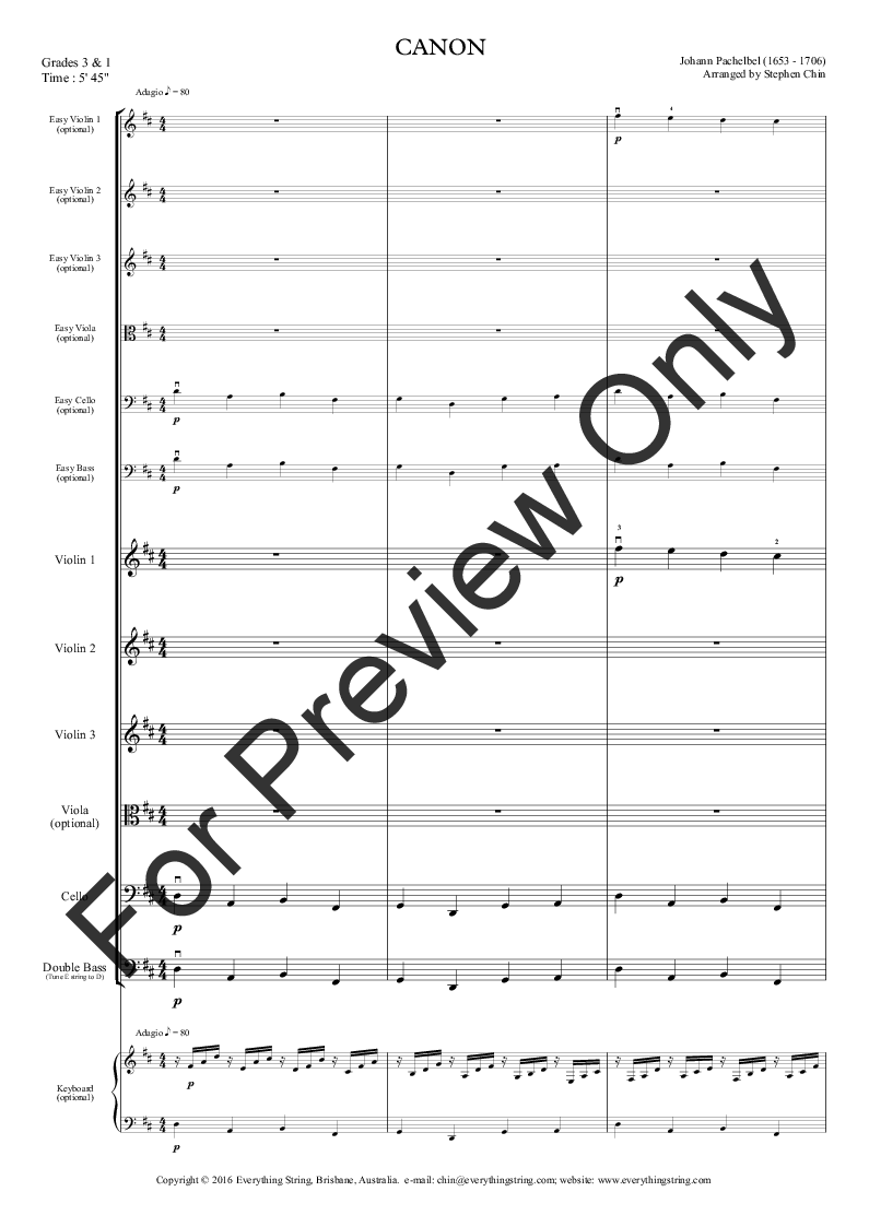 Canon in D Multi Level Orchestra P.O.D. opt. keyboard