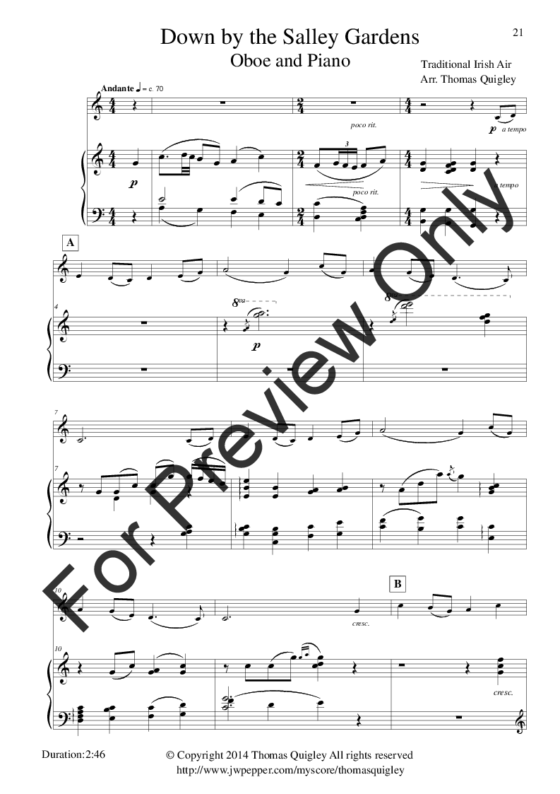 Irish Music (Oboe and Piano Book 1) P.O.D.