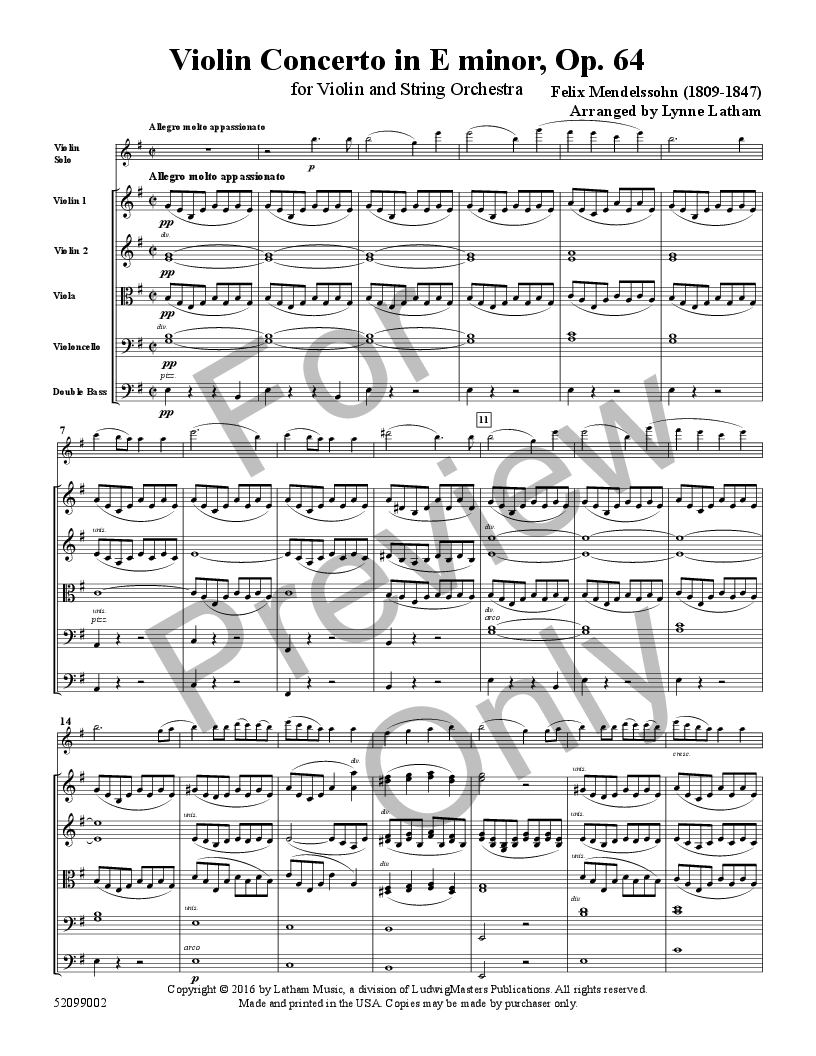 Effektivt krog Lil Concerto in E minor, Op. 64 for Violin and String | J.W. Pepper Sheet Music